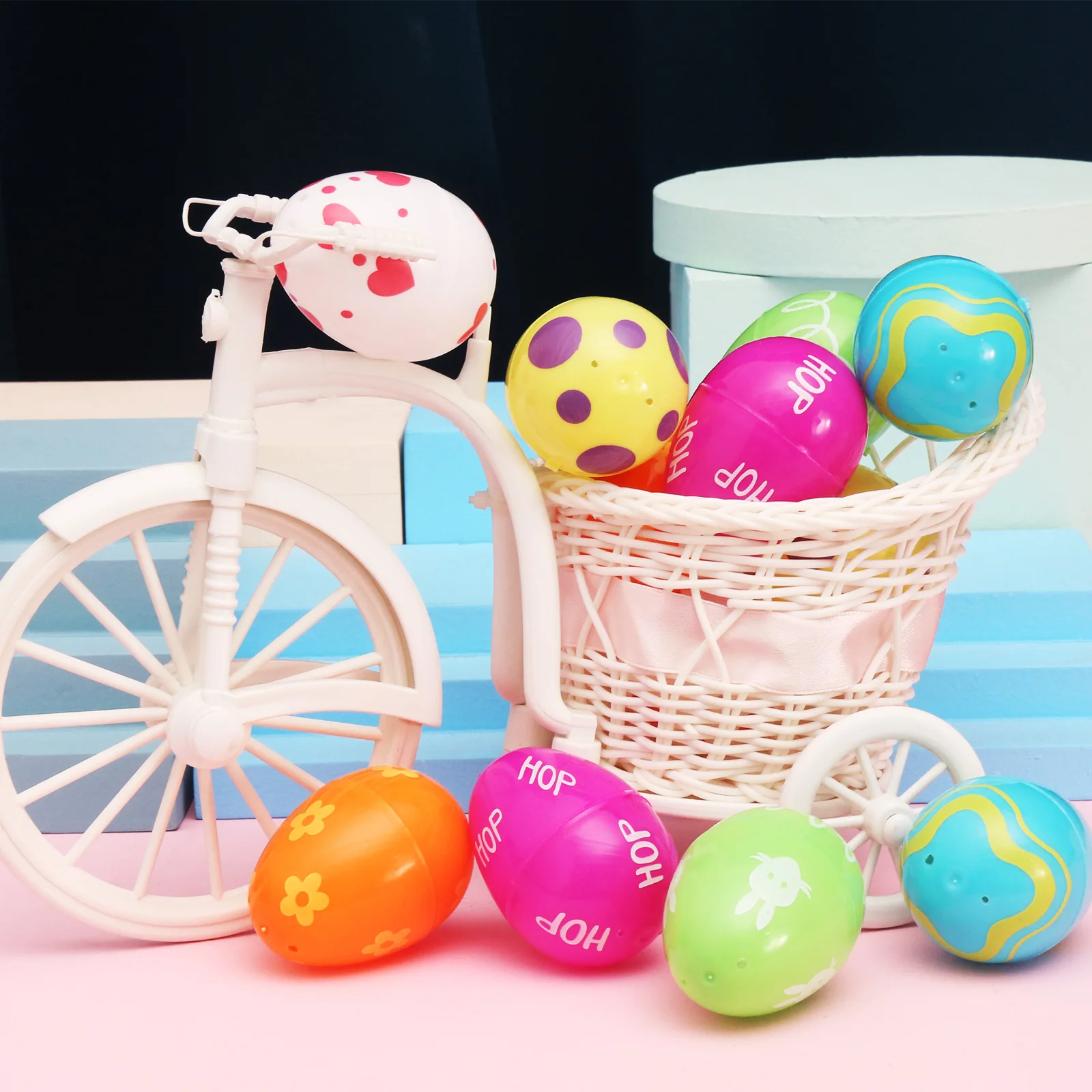 Juguete de huevos de Pascua para niños, 12 Uds., huevo de plástico Pastel impreso artesanal, obsequios para fiestas, premios, juguete para regalo educativo
