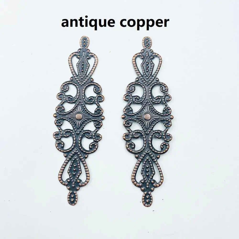 Металлические филигранные цветы 20 шт./лот 65x20 мм кусочки подвески ювелирные