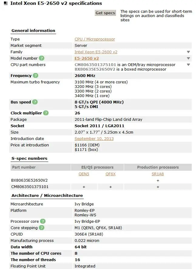 Процессор Intel Xeon E5-2650 V2 E5 2650 V2 cpu 2,6 GHz LGA 2011 SR1A8 Восьмиядерный процессор для настольных ПК e5 2650V2 протестированный рабочий