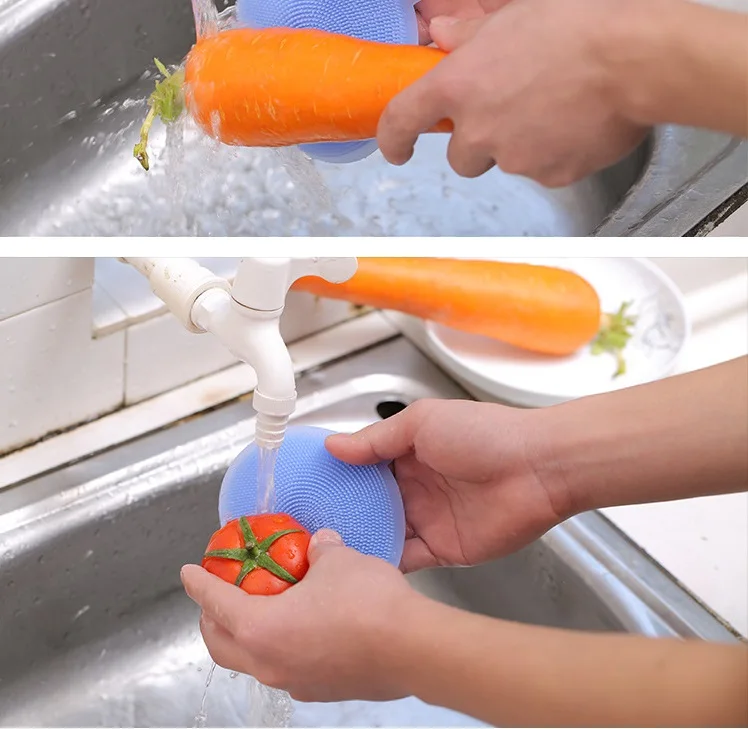 500 pcs Silicone Brush Magic Dish Bowl Pot Pan Wash Cleaning Brushes Cooking Tool Cleaner Sponges Scouring Pads
