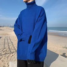 

Winter Turtleneck Sweater Men Warm Fashion Casual Knitted Pullover Men Korean Loose Multicolor Long-sleeved Sweater Mens Jumper
