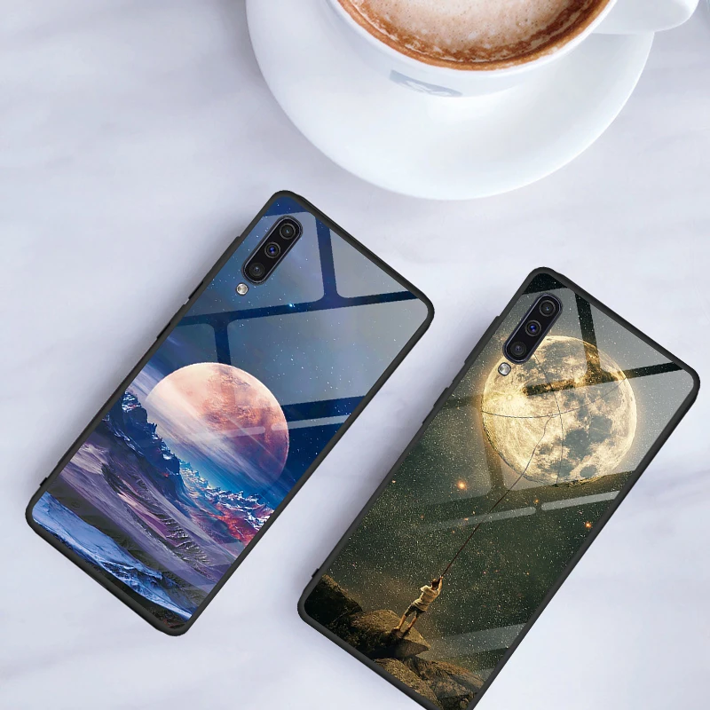 

Space Planet Pattern Tempered Glass Case For Samsung Galaxy A50 A70 A30 Phone Coque S10 S8 S9 Plus S10e M20 A10 Back Cover Capa