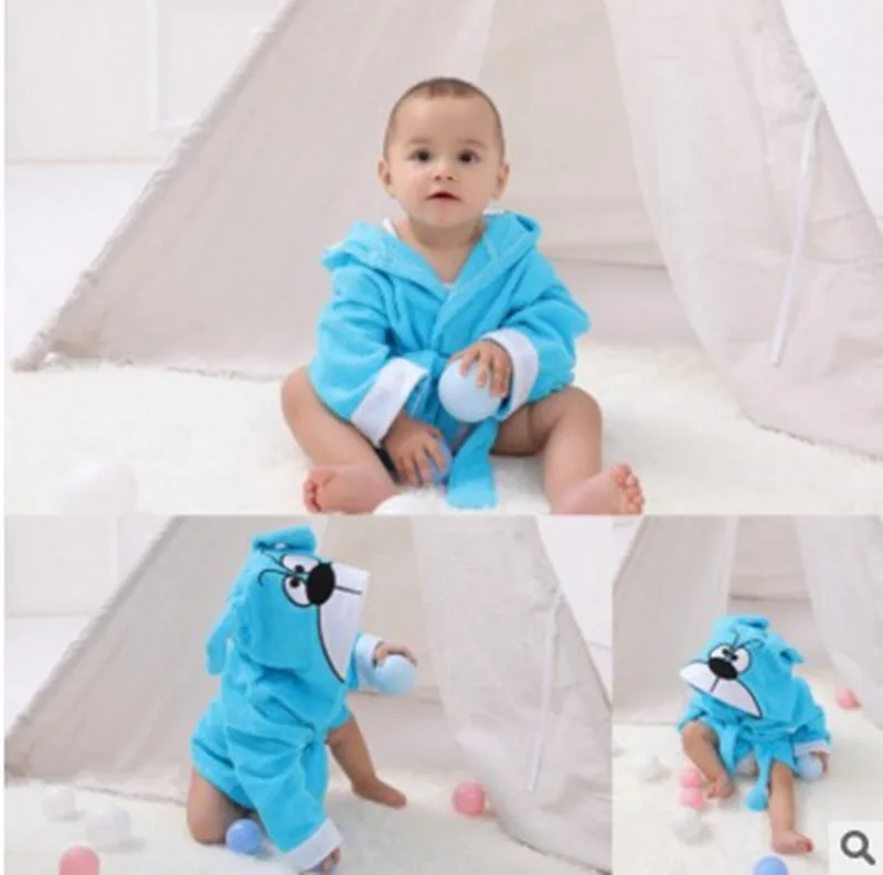 blue dog Детское банное полотенце, пригодное для носки, хлопок, впитывающий халат с шапочкой для детей от 0 до 5 лет, T803 - Цвет: blue dog