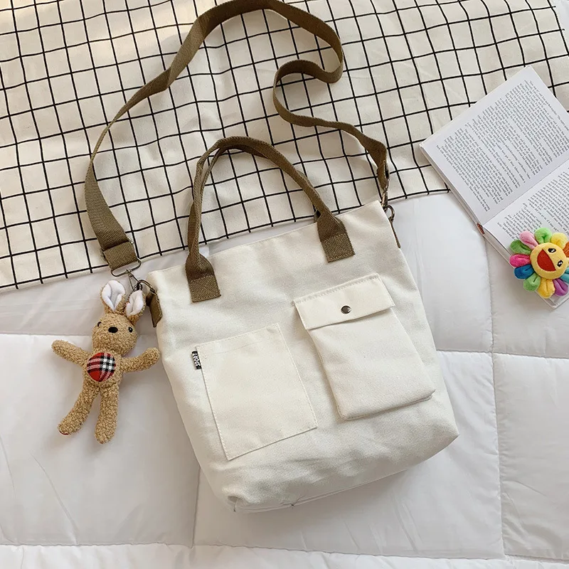 

Harajuku Japanese-style Simple Canvas Large Capacity Handbag INS Schoolbag Literature And Art Street Snap Korean-style Versatile