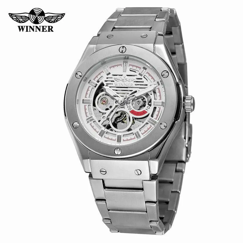 

Winner Fashion Casual Hollow out Machinery Clean Steel Fully Automatic Mechanical Wrist Watch