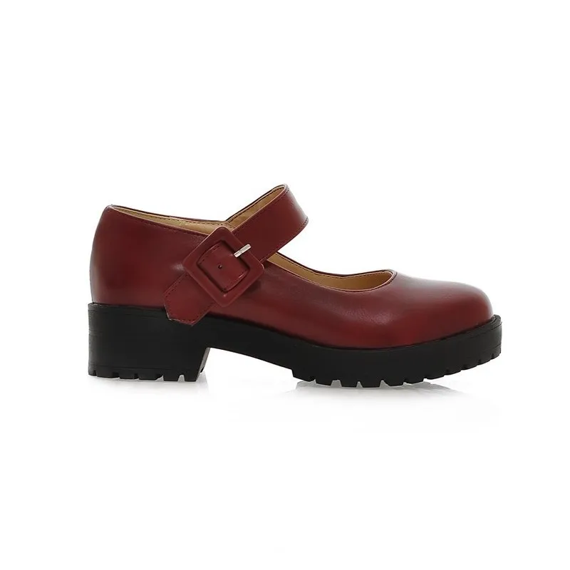 

2020 New Women Shoes Block Heel Black Round Toe Pu Leather For Women Cute Pumps Retro Vintage Casual Shoes Free Shipping