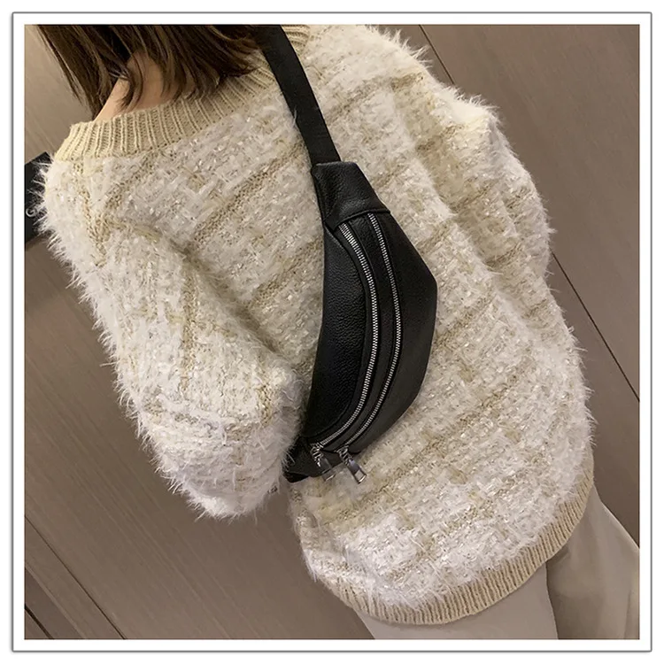 

Pu Textured Korean-style 2019 Men And Women Celebrity Style Western Style Wallet Fashion INS Shoulder Casual Trend Chest Bag All
