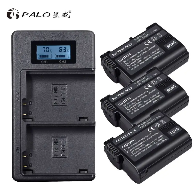 Аккумулятор EN-EL15 ENEL15 для Nikon EN-EL15a батарея D7000 D7100 D7200 D850 D750 D7500 D810 D500 D800 D610 D600 EN-EL15b |