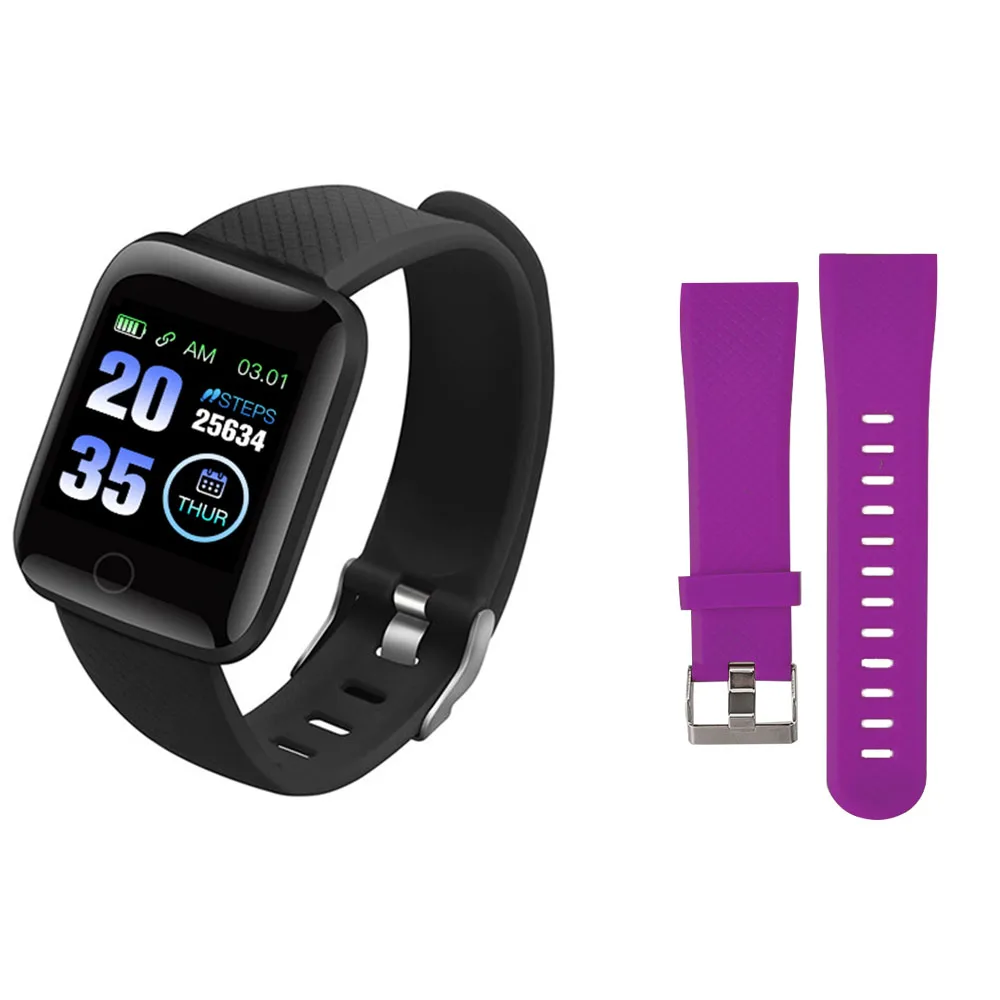 Black Purple Смарт-часы 116 плюс Браслет фитнес кровяное давление сердечный ритм Android шагомер D13 водонепроницаемые спортивные Смарт-часы ремешок Z2 - Цвет: Black Purple