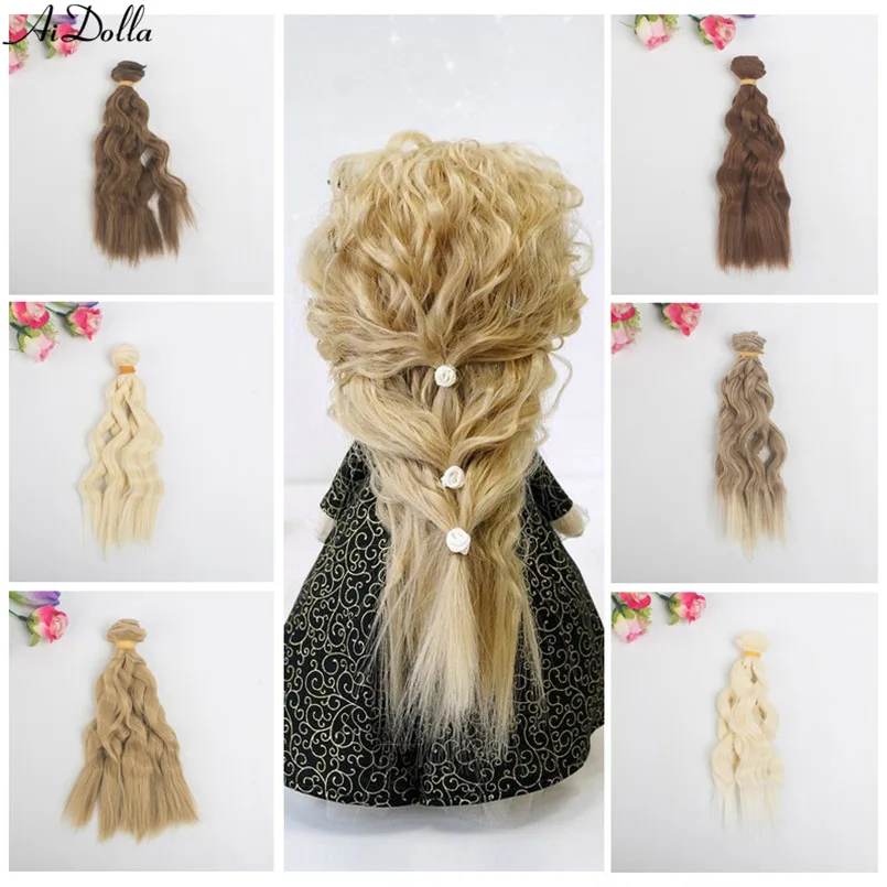 

15*100cm doll hair DIY Synthetic Hair For Dolls Bjd Doll 1/4/3/6 Accessories Wig wavy Hair For Dolls Bjd DIY wavy Hair kid gift