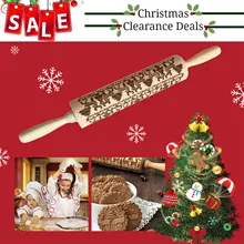 43 см Рождественская Скалка Выгравированная резная скалка для выпечки печенья лапши печенья торта Выгравированная роликовая олень; Снежинка