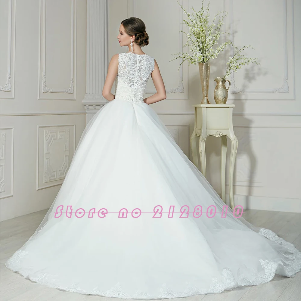 Новое поступление 2 в 1 Свадебные платья Robe De Mariee Бисероплетение Блестящий Кружевной Тюль 2 шт A-Line Свадебные платья Suknia Slubna