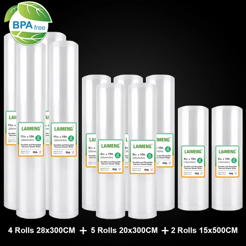 LAIMENG 11 рулонов в упаковке вакуумные пакеты для вакуумного упаковщика еды Sous Vide