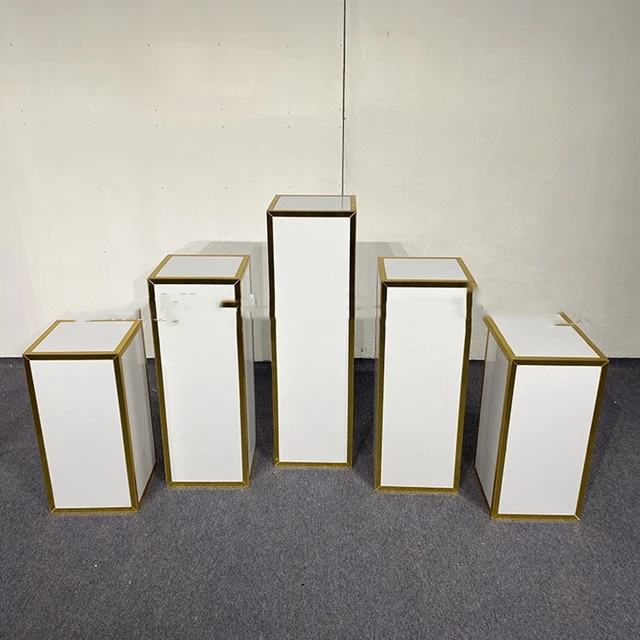 

5 шт./компл.) Зеркальный золотой и белый акриловый прямоугольный стол для свадебного банкета yudao627