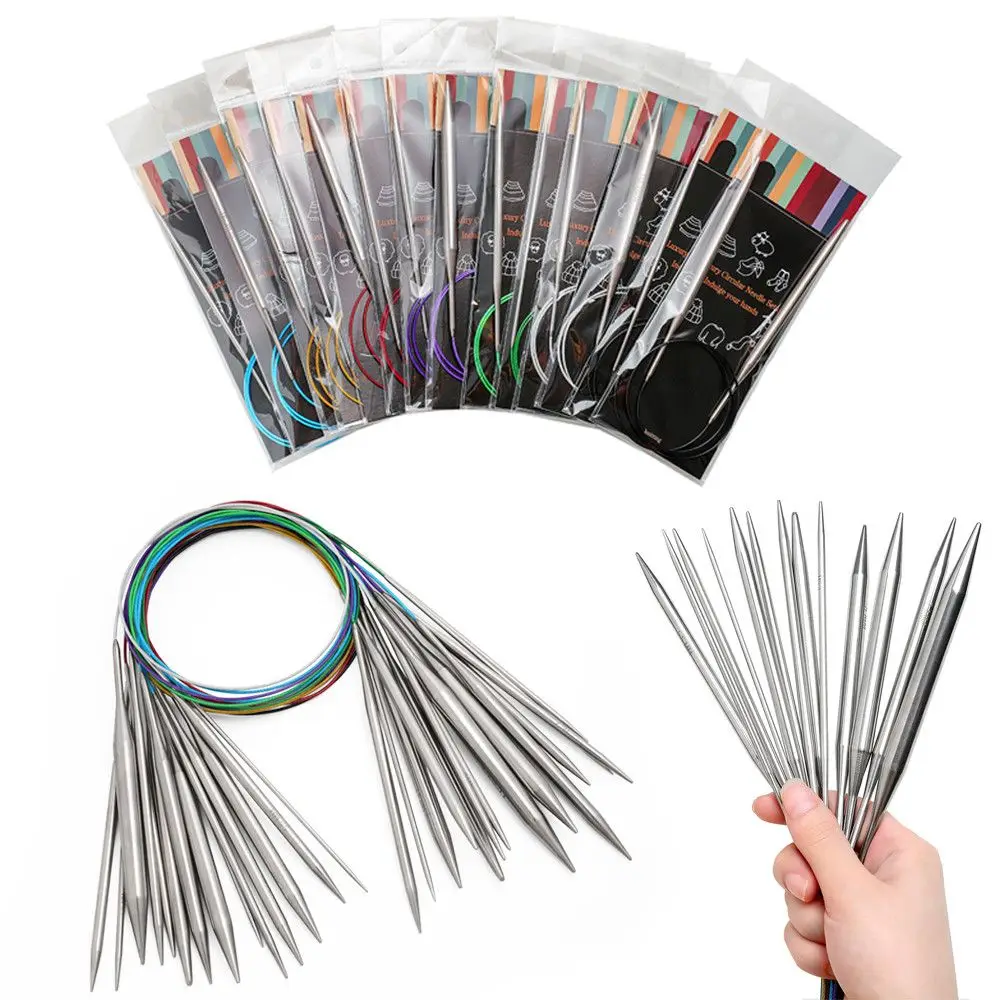 Ferri In Acciaio Inox Coopay Coopay Ferri Da Maglia Circolari Da 4 Mm, Lunghi 80 Cm, Aghi Ferri Maglia Per Principianti