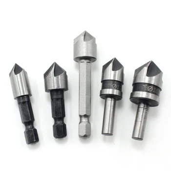 

5PCS 82 Degree Five-blade Chamferer Woodworking Hole Drilling(plastic Bag Packing)