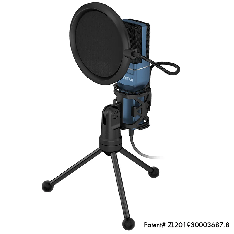 

SF-777 FELYBY USB Microphone with Stand and Pop Filter Double Layered Suspension Tripod for PC or Mac YouTube Video Recording