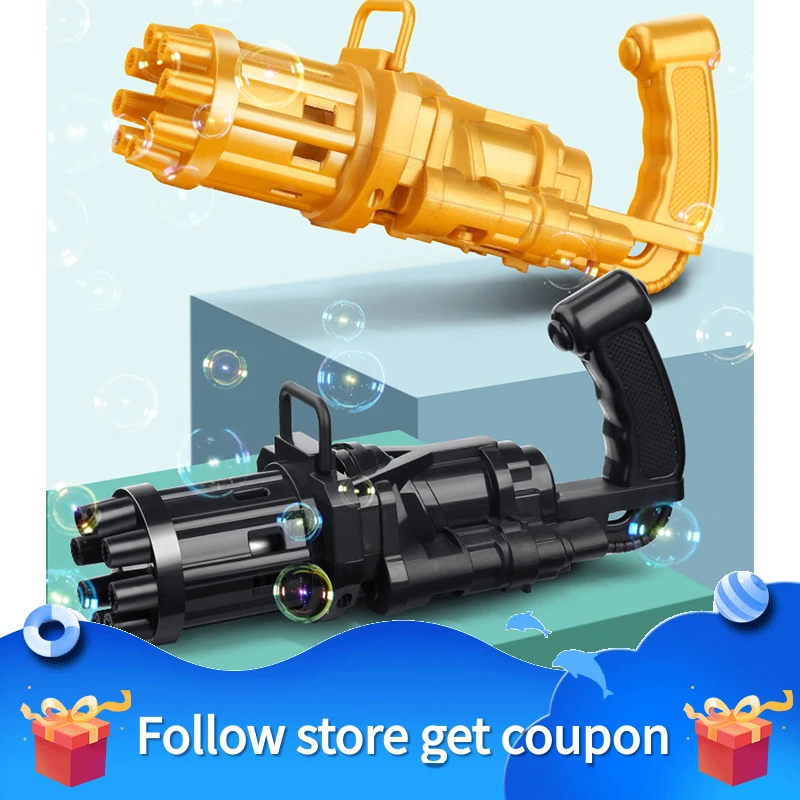 Automatic Gatling Water Gun Soap Bubbles Machine Toys for Kids  Outdoor Games Garden Child Generator Bath toys Bubble Blower windmill bubble machine handheld soap bubble maker stick wand bubble blower outdoor toys for kids funny toy gift