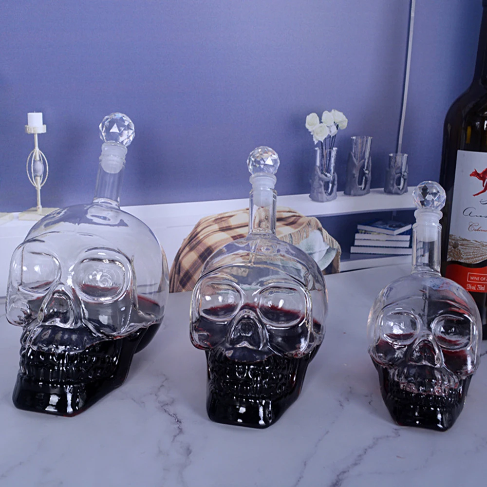 

Creative Crystal Skull Head Bottle Whiskey Vodka Wine Decanter Bottle Whisky Glass Beer Glass Spirits Cup Water Glass Bar Home 5