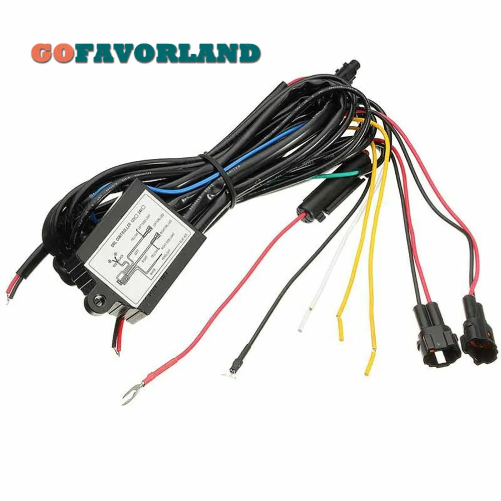 

DRL 12V Daytime Running LED Light Dimmer Dimming Switch Relay Harness Control On Off Dimmer Car Daytime Running Lights