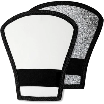 

2 Pack Flash Diffuser Reflector Double Side White/Silver with Elastic Strap for Canon Nikon Sony Fuji and All Speedlight Flashes