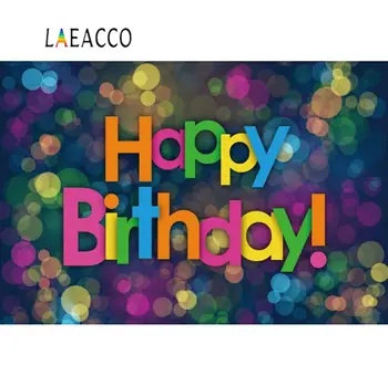 

Laeacco Photo Backgrounds Colorful Polka Dots Light Bokeh Happy Birthday Party Banner Portrait Photography Backdrop Photo Studio