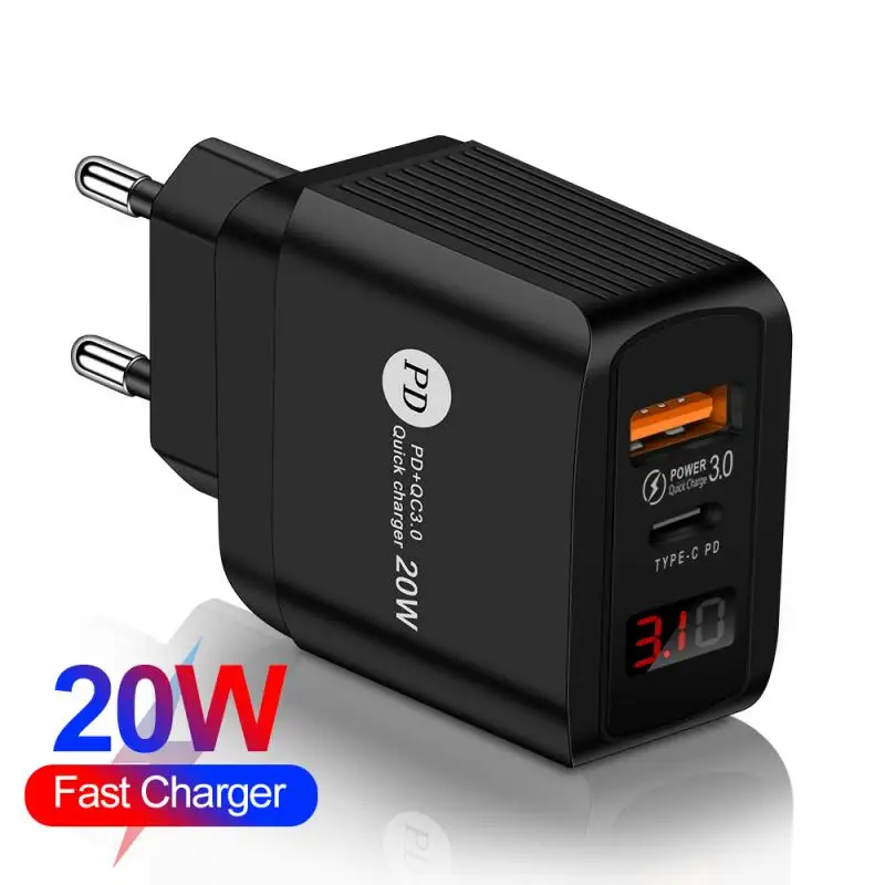 Мобильный телефон зарядная головка 20WPD + QC Dual-Порты и разъёмы цифровой Дисплей