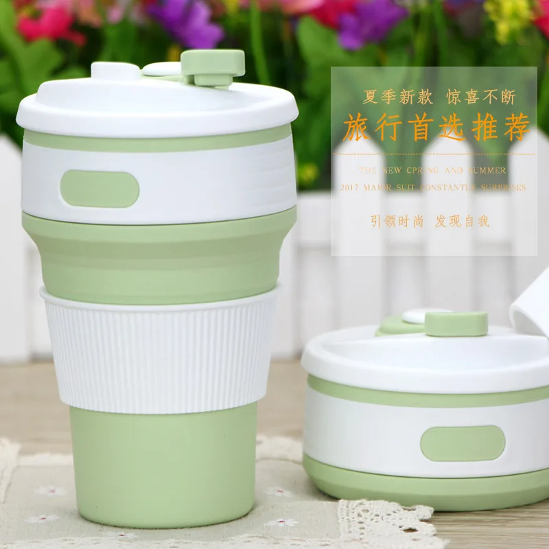 350ml Collapsible Silicone Water Bottle tea cup coffe cup