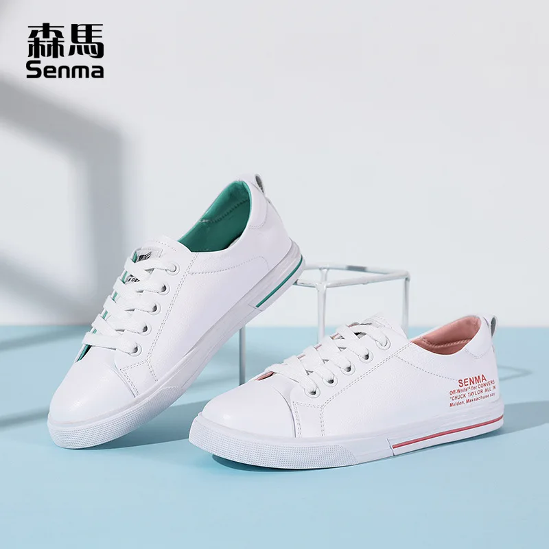 

Semir White Shoes Student Spring New Style Flat Simple Breathable Versatile Base White Casual Air Baffle Shoe