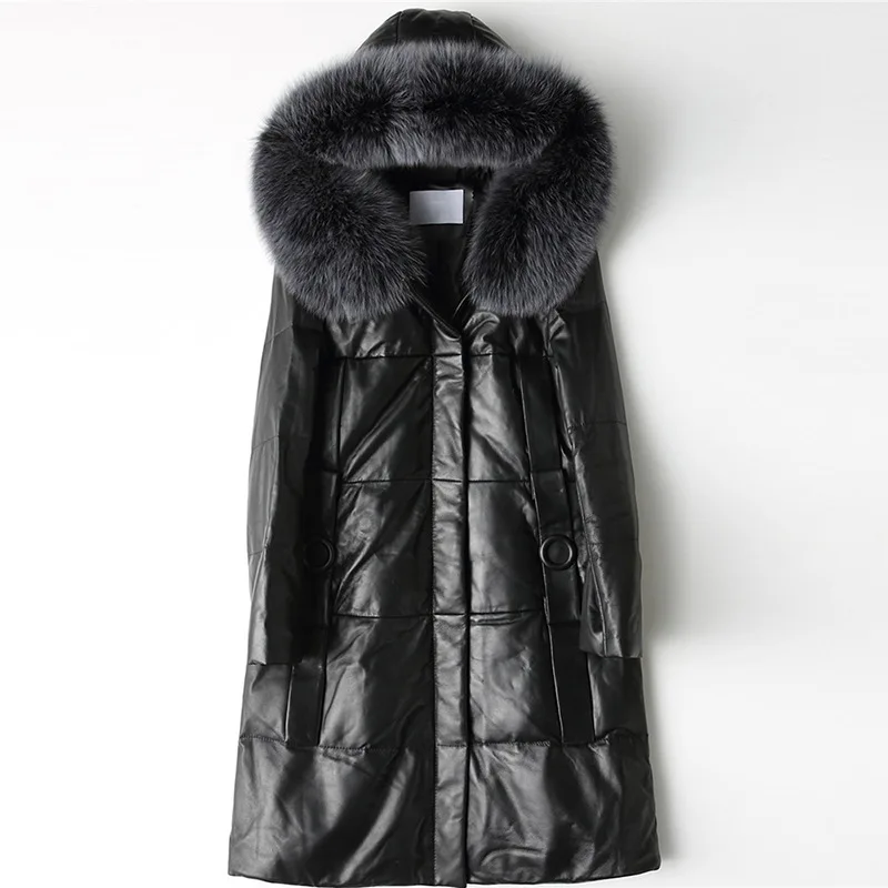

Sold not 】 winter sheepskin leather leather female coat fox fur coats straight T han edition coat