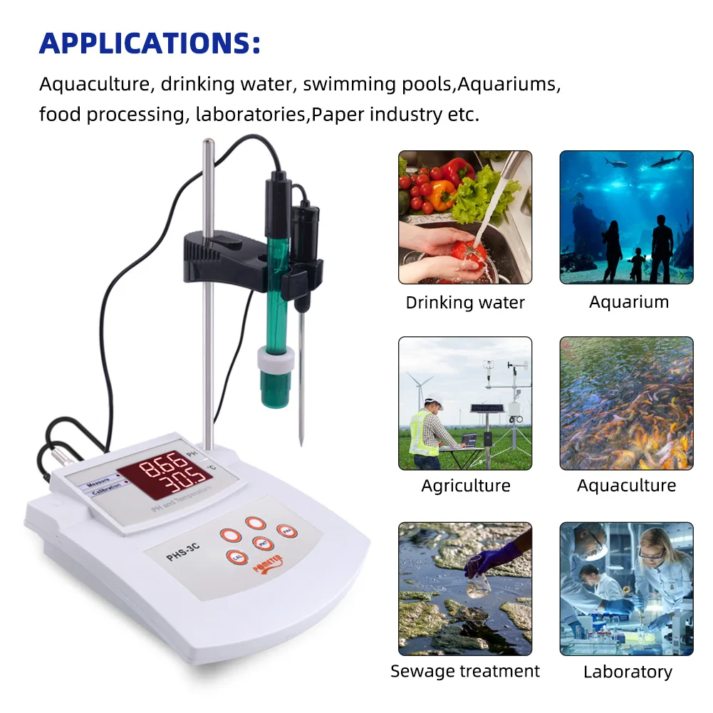 PHS-3C Desktop Automatic Calibration Acidity Meter PH/Thermometer 2In1Digital PH