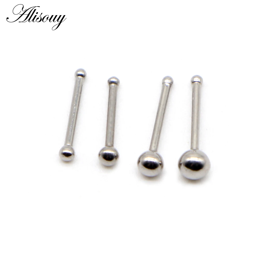 Alisouy 1Pc 20G 1.5/2/2.5/3mm Bone Nose Stud Piercing Earring Anodized Rose gold Color Nose Ring Straight bar Jewelry 0.8mm
