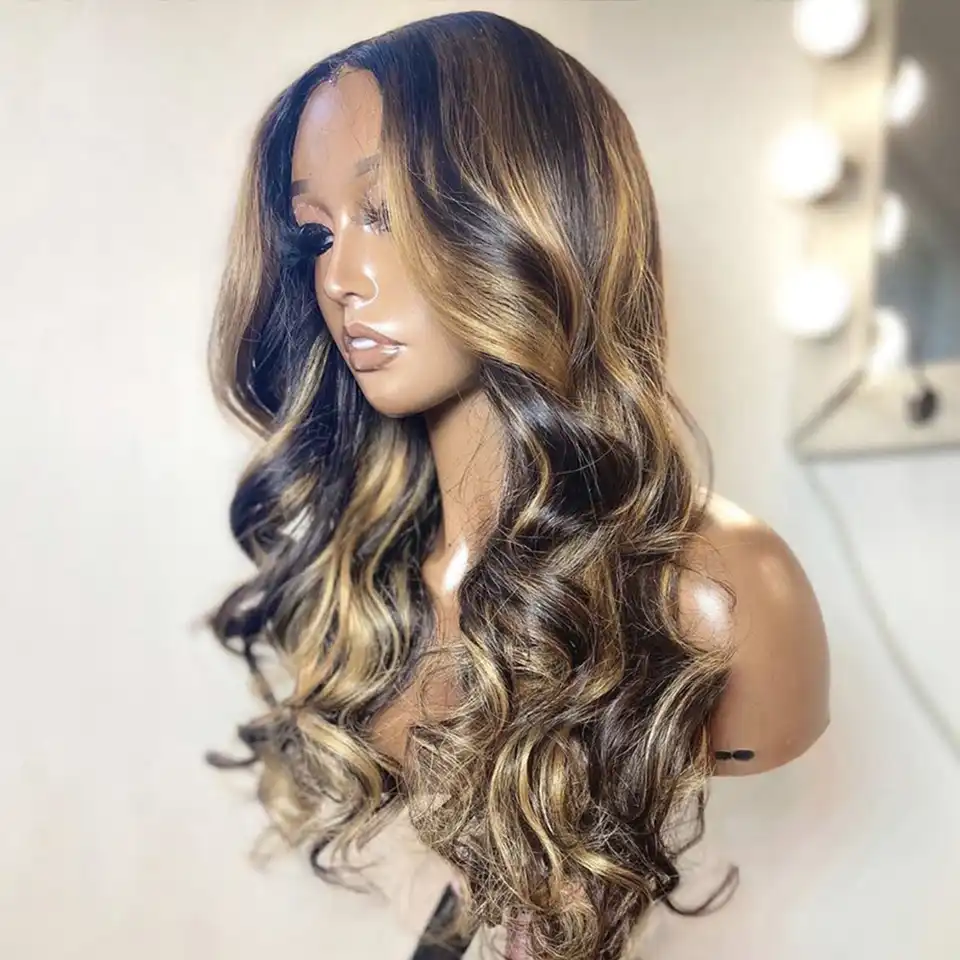 Perruque Body Wave Bresilienne Naturelle Cheveux De Bebe Balayage Ombre Blond Miel 250 Partie T Lace Front Wig Pour Femmes Aliexpress