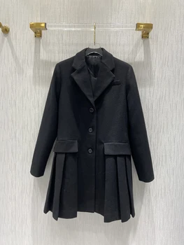 

2020 new ladies high quality fashion long sleeve lapel pleated fleece jacket 1028