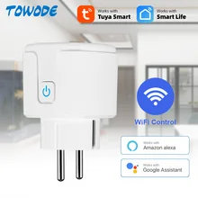 TOWODE – prise de courant intelligente WIFI, contrôle avec application Tuya, fonction de synchronisation, 16a, fonctionne avec Alexa et Google