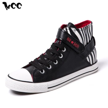 

New Men High Top Canvas Shoes Lace-up Sneakers Spring Summer Stylish Adult Male Skate Footwear Student Anti-skid Casual Shoes