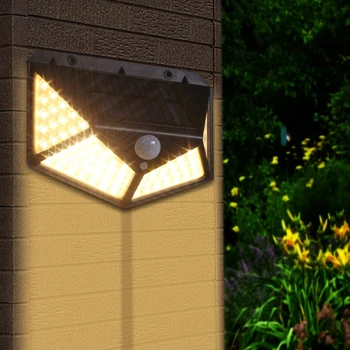 

3 modes LED Solar Light Outdoor Solar Lamp PIR Motion Sensor Wall Light 100LEDS Waterproof IP65 Garden porch street light