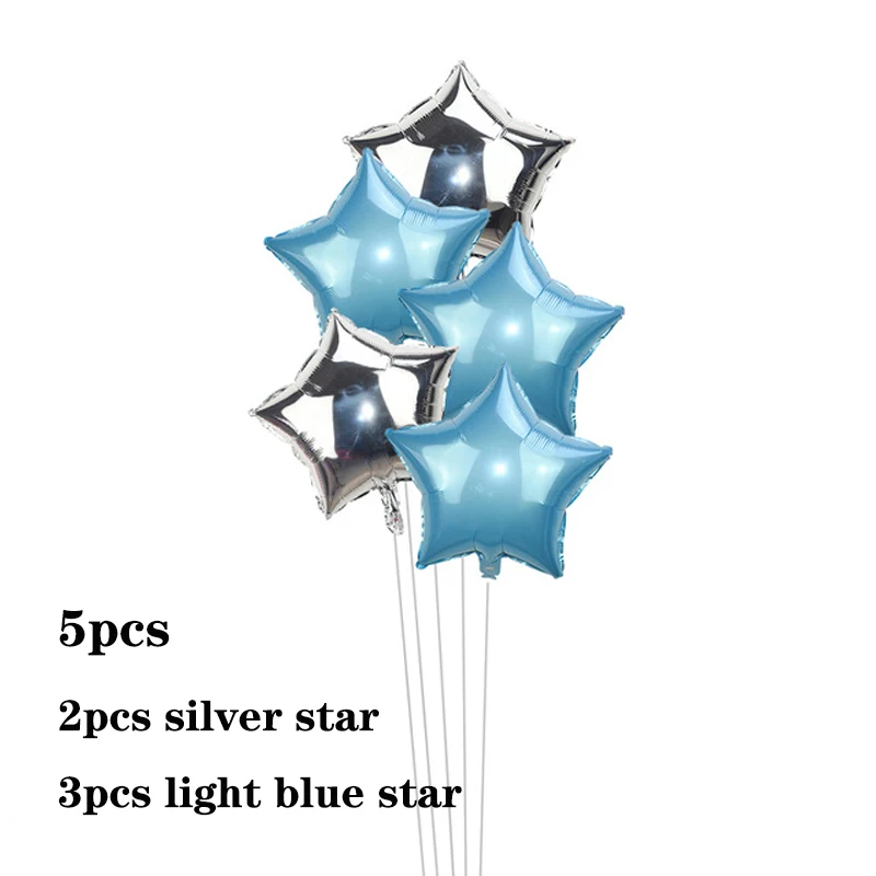 silver light blues s 5 шт./лот 18 дюймов Радуга розовое золото в форме сердца, звезды из алюминиевой фольги Воздушные шары на день рождения, свадьбу, девичьи вечерние украшения - Цвет: silver light blues s