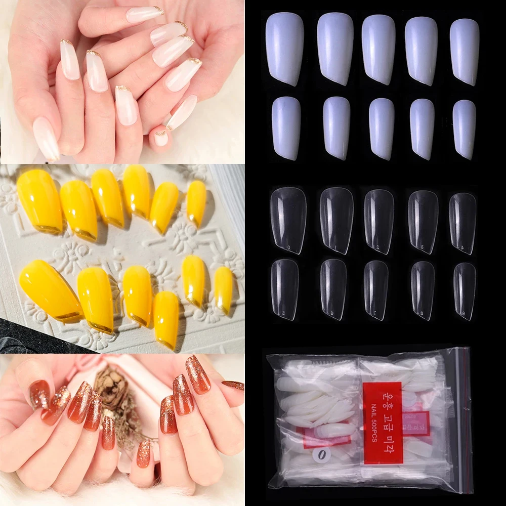 500 шт. конические накладные ногти в форме помады прозрачные искусственные