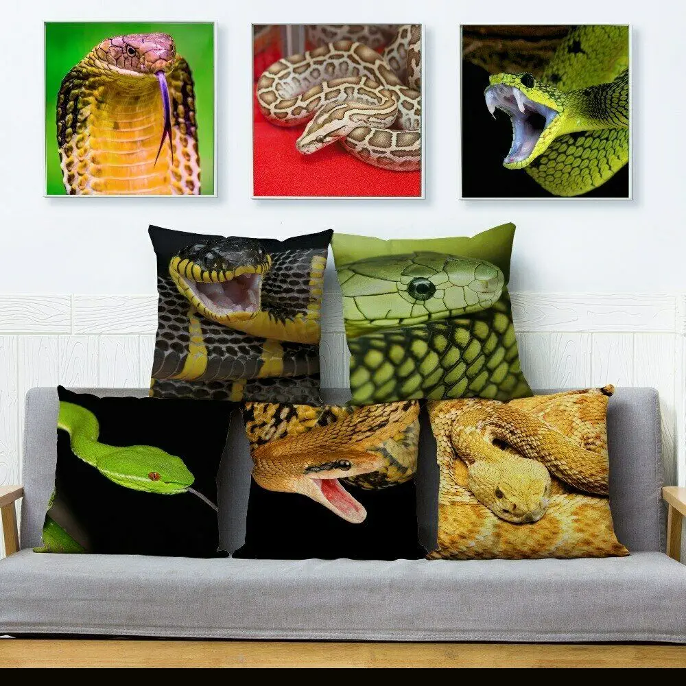 

Outdoor Cobra Snake Viper Print Cushion Cover Pillow Covers Throw Pillows Cases