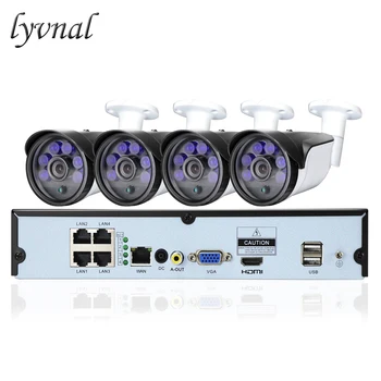 

LYVNAL H.265 4CH 1080P CCTV POE System AI Human Detection Security Camera 3mp Waterproof Surveillance 5MP POE NVR Plug And Play