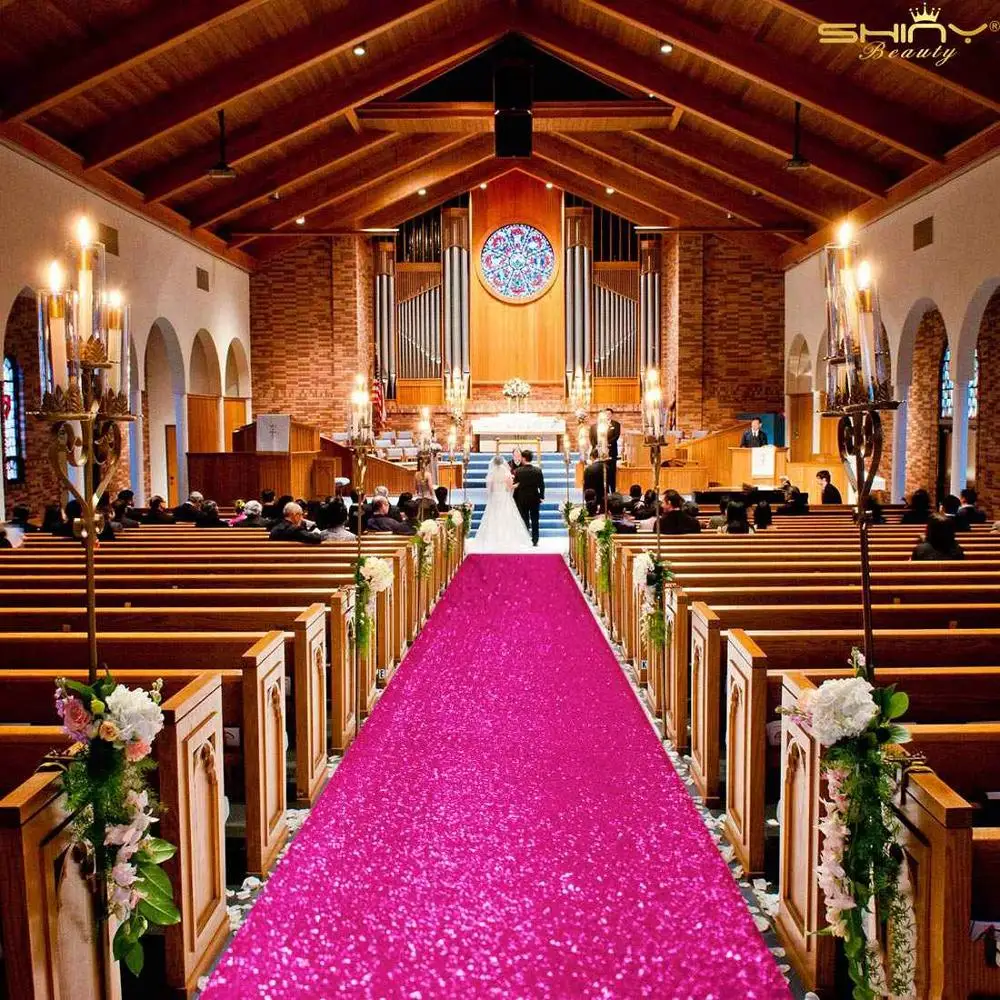 2ftx15ft Wedding Aisle Runner Hot Pink Glitter Carpert Runners Sequin