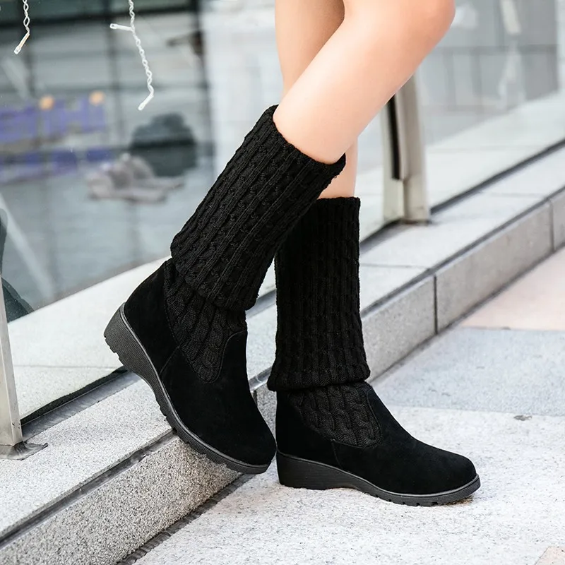 

women's boots autumn and winter new over the knee boots sleek comfort plus cotton flat Flock boots knitting women yui7