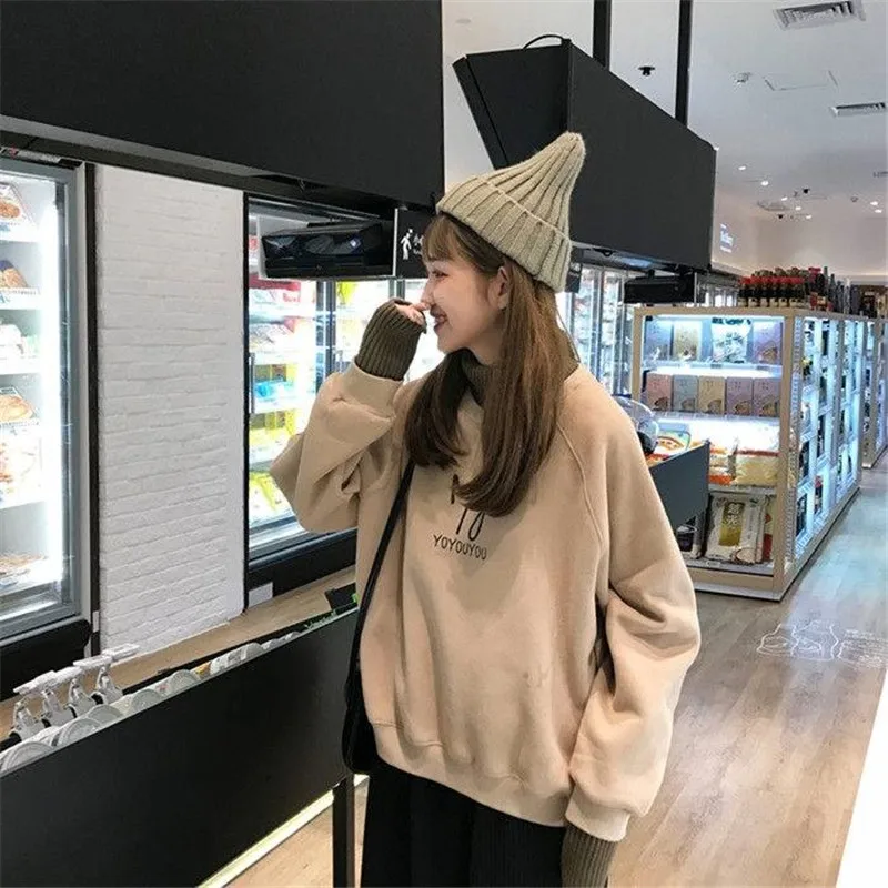 High Street Kawaii, Женская толстовка для девочек, модная, для девушек, студентов, зеленые топы, толстовки, повседневная, с принтом, для девушек, Корейская уличная одежда