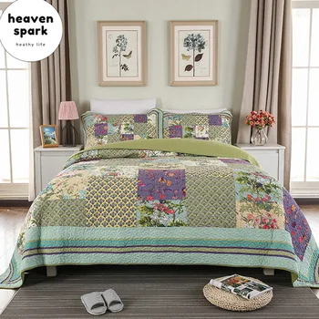 

100% Cotton Quilt Bedspread Bed Cover Bedding Set Flower Mattress Cover Bedroom Couette Couvre Lit Dekbed 267X270 3PCS Filled
