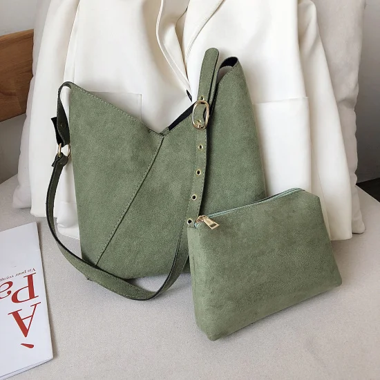 Скраб кожаный мешок для женщин маленькая сумка через плечо женский Одноцветный сумки через плечо, клатчи - Цвет: Зеленый