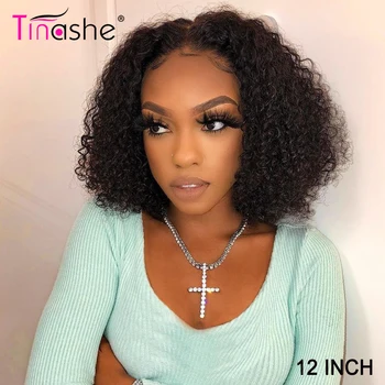 

Tinashe Kinky Curly Wig Short Bob Lace Front Wigs 180 Density Lace Front Human Hair Wigs Brazan 4x4 Lace Closure Curly Bob Wig