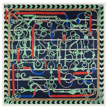 

Luxury Brand Belt Saddle Print Winter Square Scarf 130cm Twill Silk Scarf Women Kerchief Fashion Scarves Shawl Echarpe For Lady