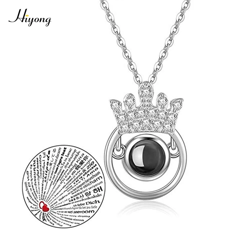 07-Silver HI YONG женское ожерелье с надписью «Love Memory», подвеска с подвеской «I Love You», 100 языков, лучший подарок на день Святого Валентина - Окраска металла: 07-Silver
