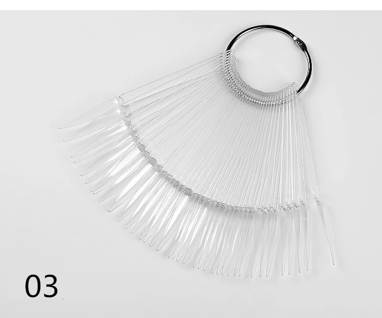 40pcs/bag Nail Art Display Color Plate Pointed Iron Ring Sector Color Card Fake Nails Pointed Nail Practice Manicure Art Tools